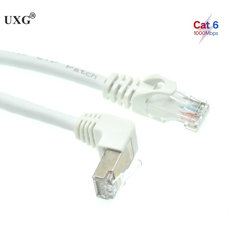 White Cat 6e RJ45 cable CAT6 8pin UTP Side Angled L Shape RJ45 Patch Cord Shape Ethernet Cable 6e Lan Short Cable Gigabit CAT6: UP