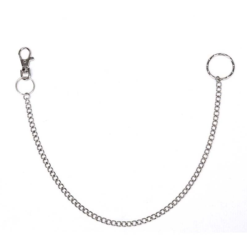 Porte-clés en Jean pour hommes | Bijoux, HipHop, Rock Punk, pantalon Hipster, porte-monnaie en métal, chaîne de ceinture, bague en argent, 38cm 1 pièce