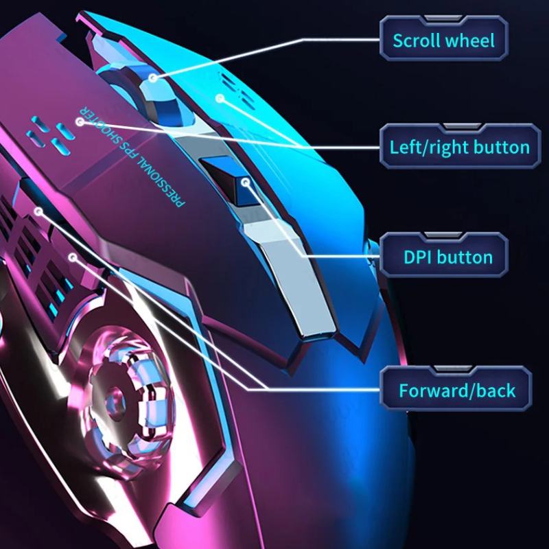 Wiederaufladbare Drahtlose Maus Gaming Computer Stille Bluetooth Maus 2,4G USB Mechanische Hintergrundbeleuchtung PC Gamer Maus Für Computer