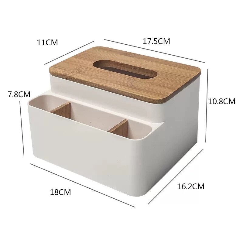 Huis Keuken Tissue Doos Houten Plastic Servet Houders Multifunctionele Tissue Buis Cosmetische Afstandsbediening Opbergdoos: 3 Grids Kakki
