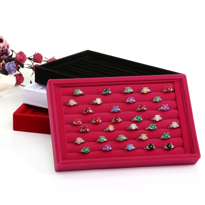 Samt Elegante Schmuck Anzeige Ohrringe Ring Organizer Ohr Nieten Schmuck Anzeige Stand Halfter Gestell Schaufenster 5 Farben