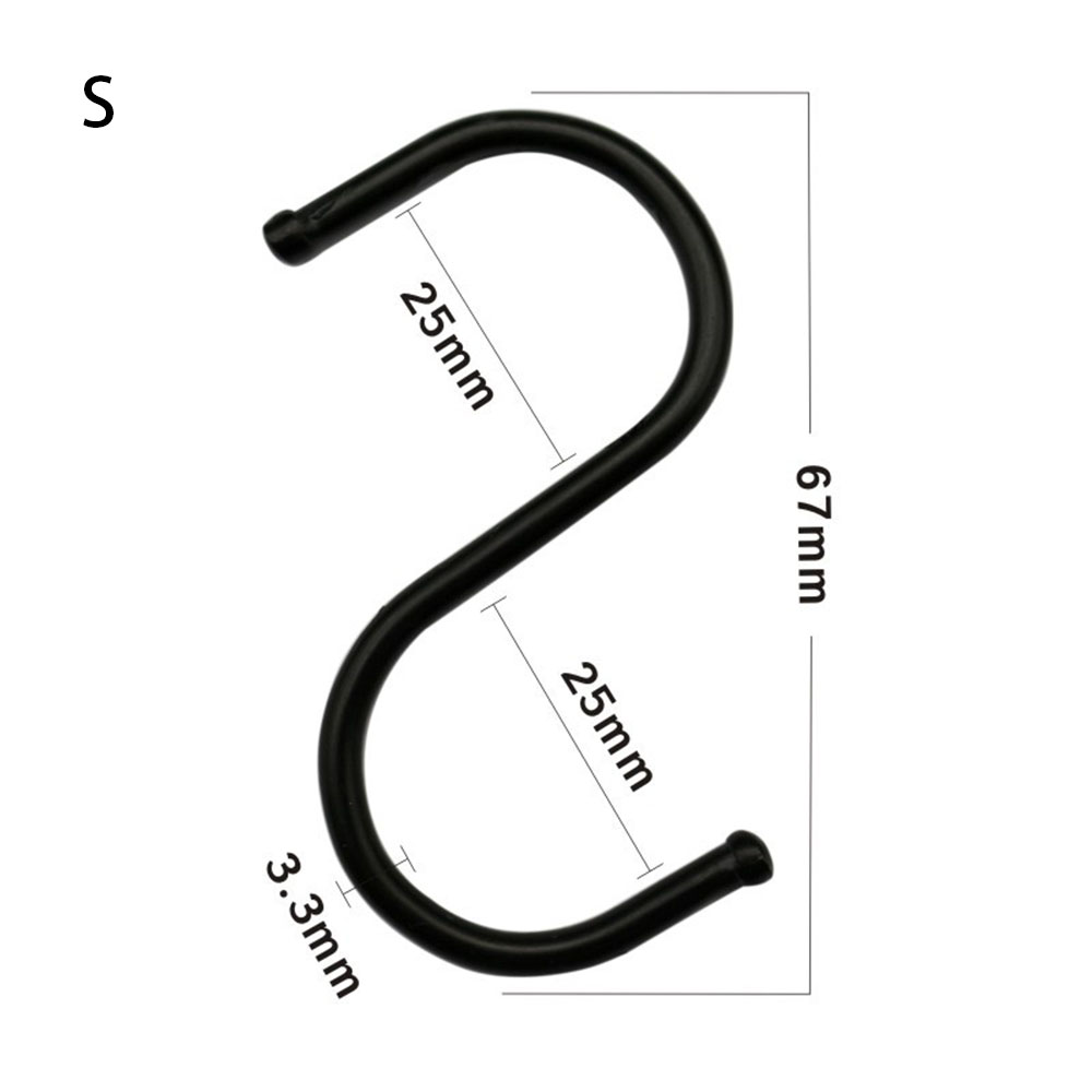4 Maten S-Vormige Haken Multifunctionele Universele Rvs Hanger Thuis Badkamer Keuken Kapstok Organizer Houder gereedschap: Black-S