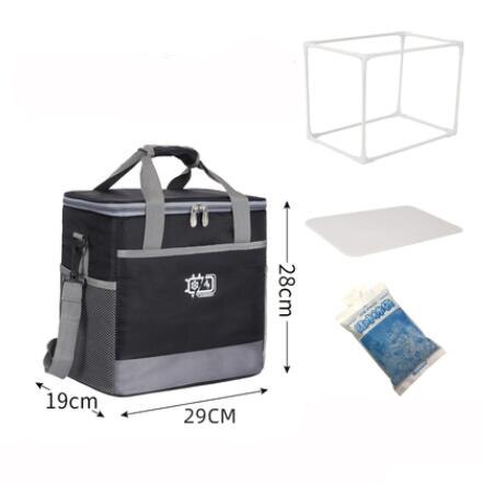 15L/25L Cooler Bag Waterproof Picnic Shoulder Bags For Food Drink Fruit Insulation Thermal Bag Ice Pack ThermaBag refrigerator: 15L black  bracket