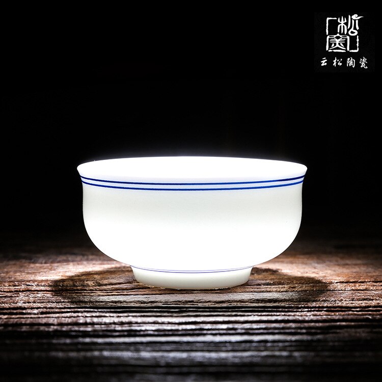 Dehua Ceramic Tea Utensil Hand-Painted Ceramic Whiteware Teacup Drawing Line Single Cup Master Cup Ceramic Teacups: teacup2