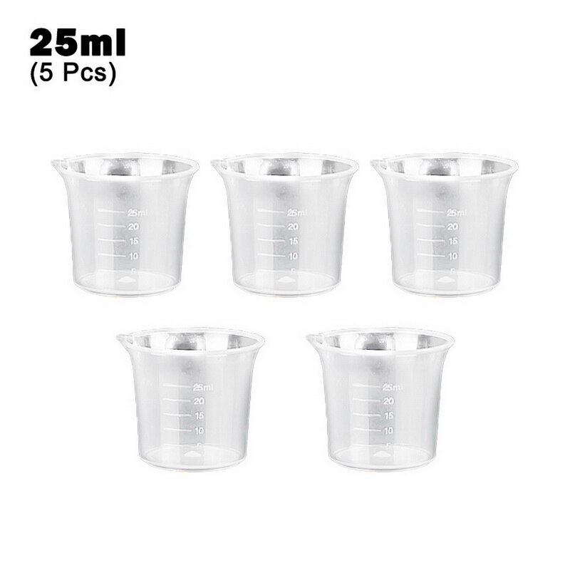 Handleless Plastic Measuring Cups Kitchen Bar Supplies Transparent Plastic Baking Measuring Cup Various Capacities Beaker Liquid: 5pcs 25ml