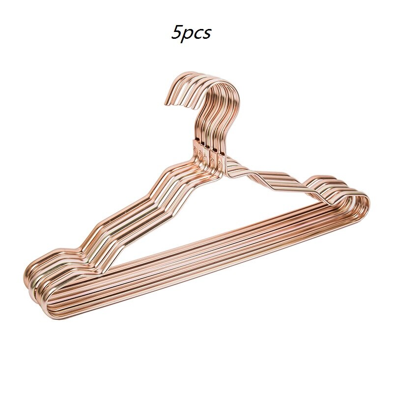 Cintres métalliques pour vêtements, 20 pièces, en alliage d'aluminium, support de séchage antidérapant, épais et coupe-vent, pour sous-vêtements, ceinture, manteau: Rose gold-5pcs