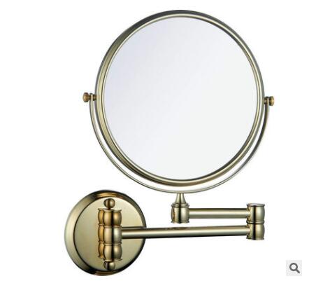 8 Inch Vintage/Goud/Chrome Wandmontage Schoonheid Spiegel, Dubbele Gezicht Vergrootglas Spiegel, telescopische Opvouwbare Make-Up Spiegel Messing: gold