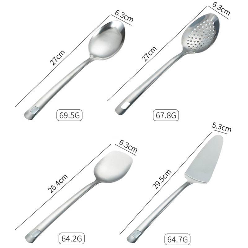 Utensílios de cozinha de aço inoxidável, polido, pendurado, prata, escorredor, sopa, fritura, espátula, acessórios domésticos simples