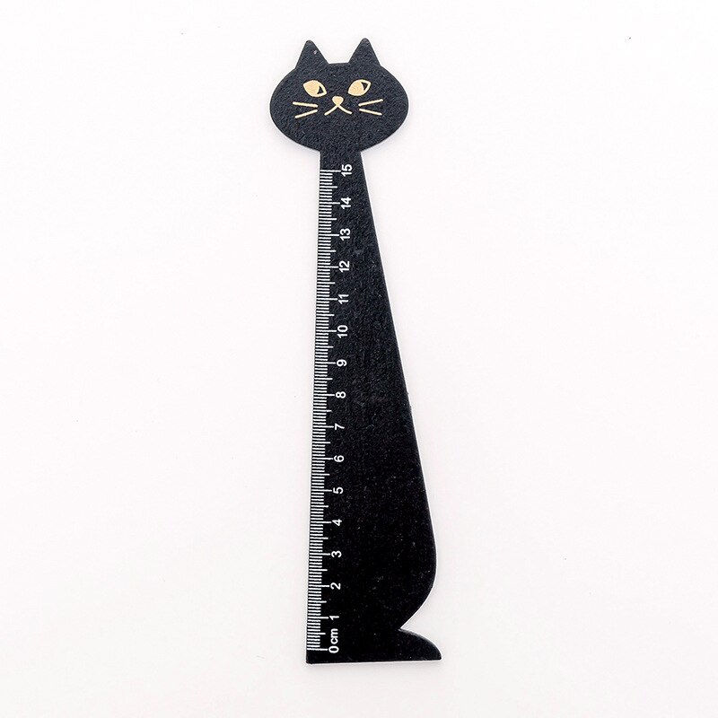 Regla de madera con dibujos animados para gatos, 15 cm, regla recta de medición, herramienta de dibujo, papelería promocional, , suministros escolares: A