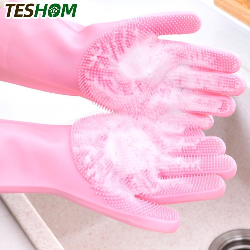 Luvas de limpeza para lavar louça, luvas mágicas de silicone para lavar louças para casa cozinha ferramenta de limpeza, 1 par