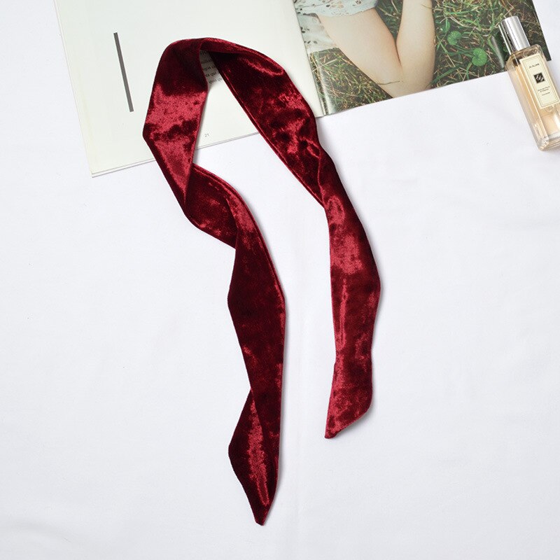 Gargantilla de terciopelo para mujer, pañuelo delgado de Color sólido, Bandana , ropa para el cuello, pulsera, ropa para la cabeza, [1278]: Borgoña