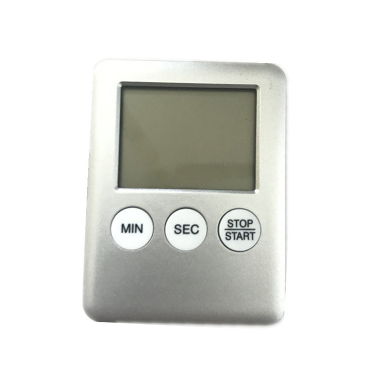 7 Kleuren Super Dunne LCD Digitale Scherm Kookwekker Vierkante Koken Tellen Countdown Alarm Magneet Klok Elektronische timer: Zilver