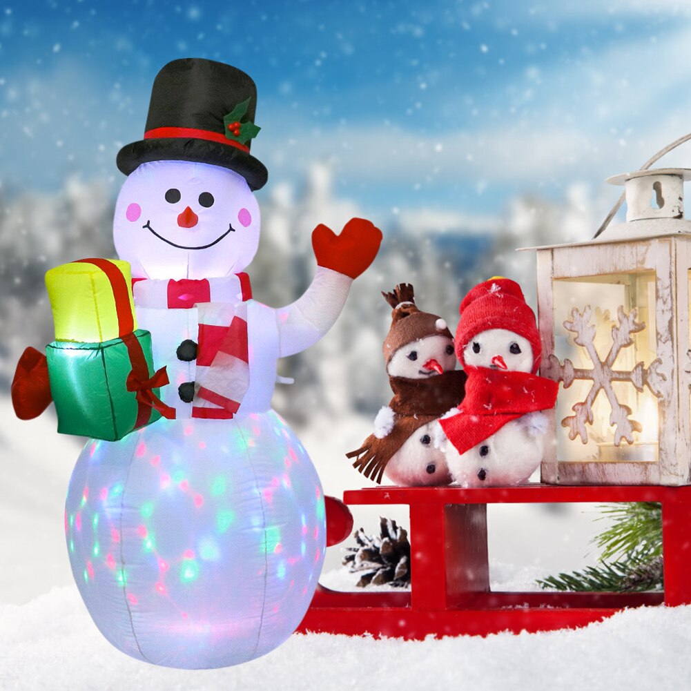 150cm Xmas Santa Claus Snowman Inflatable Model LED Night Light Luminous Snowman Doll Garden Toys Party Christmas Decorations