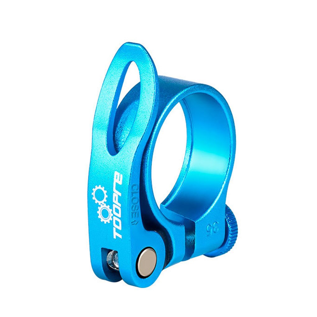 Bike Seat Post Clamp Aluminum Alloy Bicycle Quick Release Seatpost Tube Clip Universal Saddle Fixing Clamp Ring Bicycle Part: 34.9mm blue