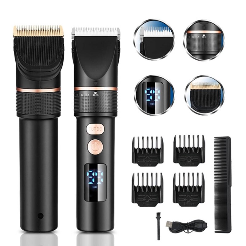 Adjustable Hair Clippers for Men with 6 Guide Combs LED Display Hair Trimmer MOLF