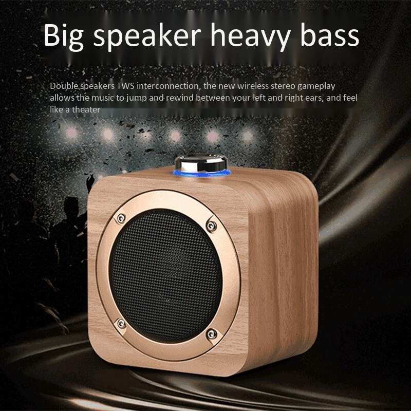 Q1B Draadloze Houten Bluetooth Speaker Button 3 Inch Audio Ondersteuning Tws