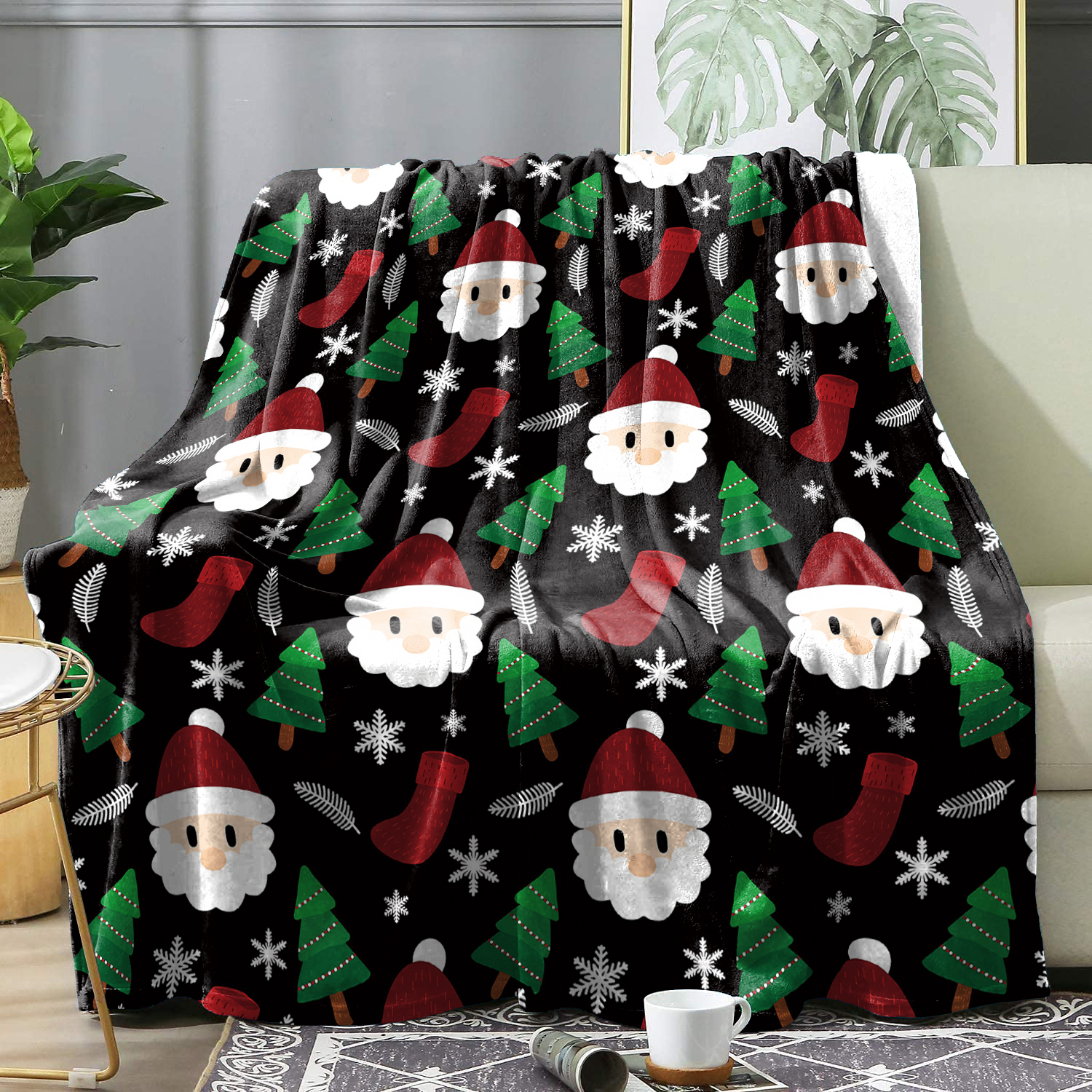 Couverture à motif d'épissage de Noël pour lit et chat, jeté de glouton , couverture décorative pour la maison, de , hiver