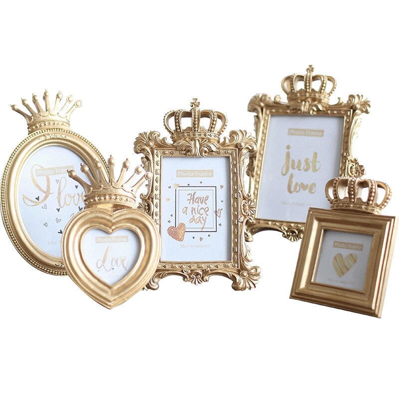 Luxe gouden kroon fotolijst barokstijl huisdecoratief certificaat hars fotolijst muur desktop decoratie 3/6/7 inch