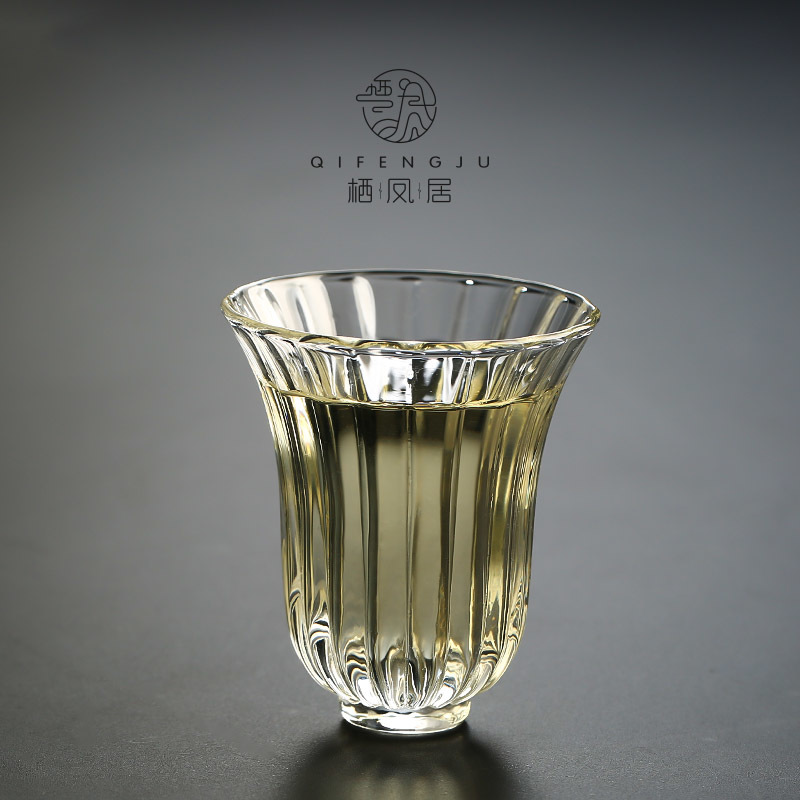 Høj temperatur resistent glas tekop håndlavet lille husstand japansk ribbet mund personlig tekop enkelt kop
