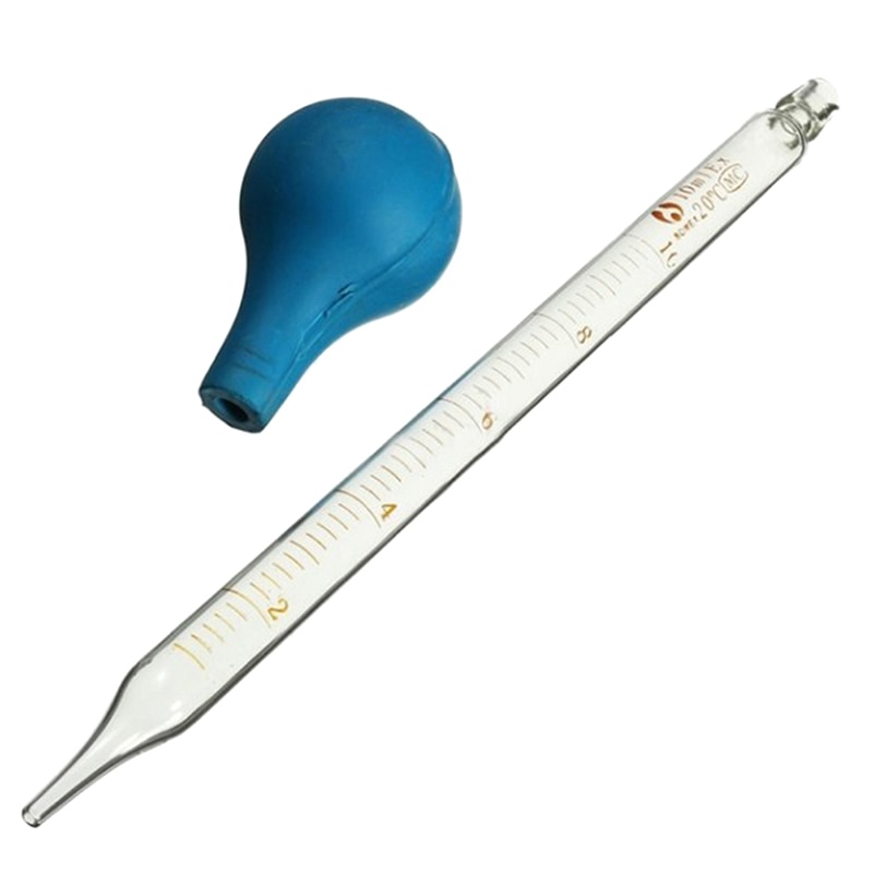 1Pc Rubber Head Glass Dropper Glass Pipette Lab Dropper Pipet With Scale Line Blue&Transparent 10ml