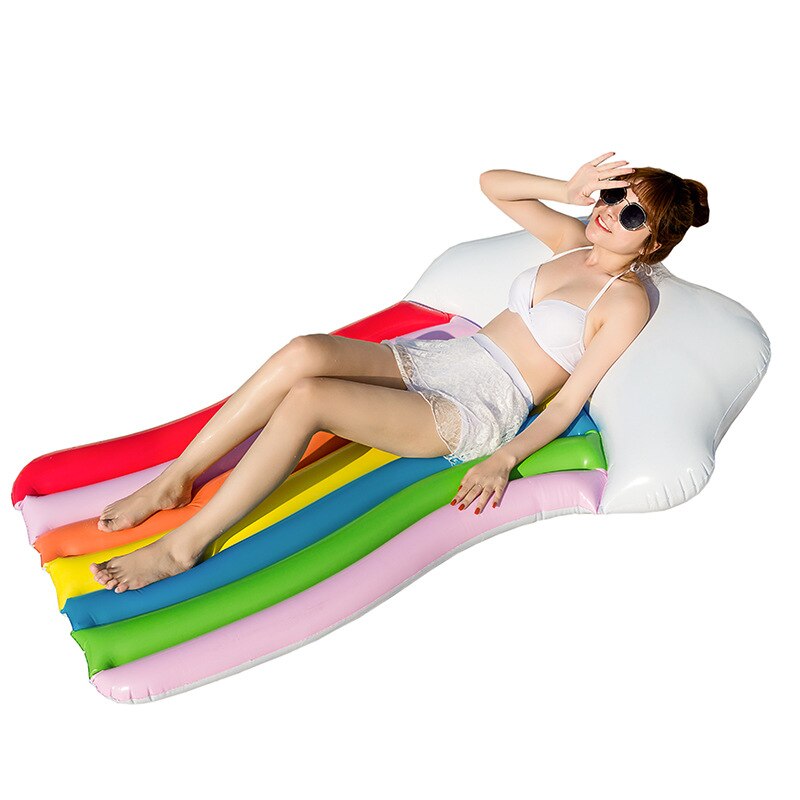 Neue sommer aufblasbare schwimm insel matt, Strand schwimmen Schwimmbad luft matratze bett, Festival Party schwimm spielzeug für Erwachsene freundlicher: Regenbogen 180X100cm