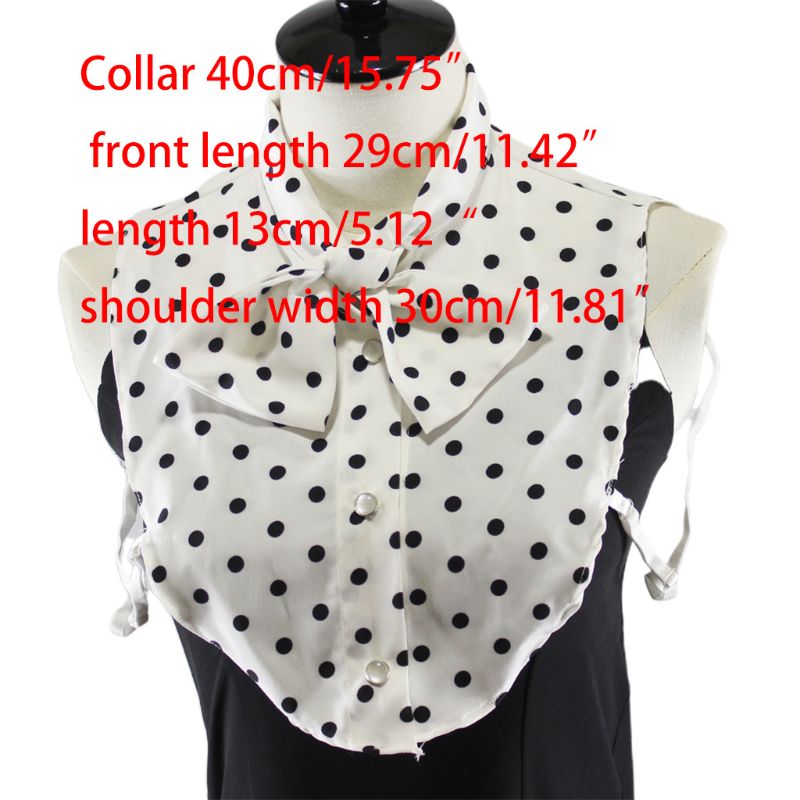 Vrouwen Classic Bowtie Nep Kraag Ketting Polka Dot Afneembare Half-Shirt Blouse 85WB