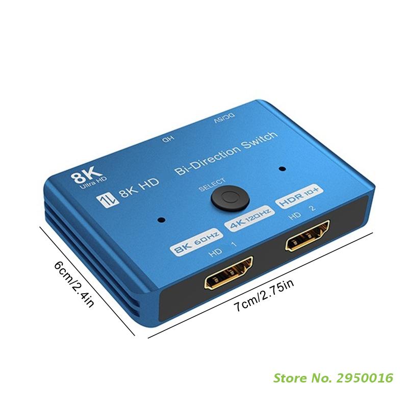2 In 1 Out 8K HDMI-compatible Bi-Direction Switch Ultra High Definition Switcher Selector Support 8K 30Hz/4K 120Hz
