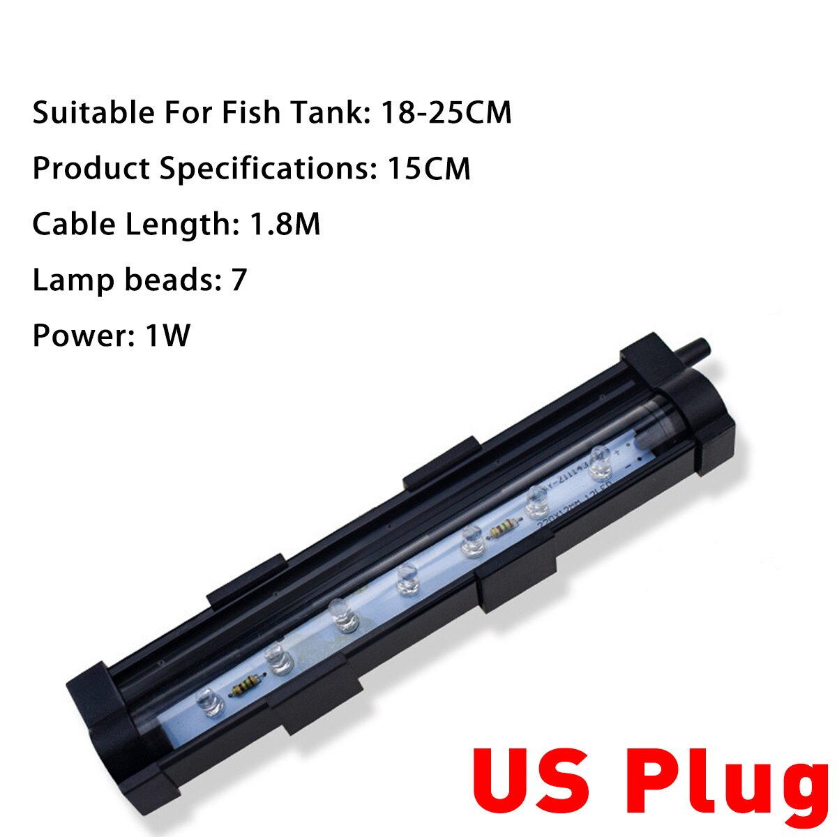 100-240V Aquarium LED Bar Light Waterproof Fish Tank Light 15-55.5CM Underwater LED Light Lamp for Aquariums Decor Lighting: DB-15 US Plug