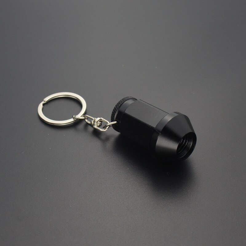 Tuning Racing Car Keychains For Keys Holder Metal Seat Bottle Wheel Nuts Moto Keyring Trinket Gadgets Auto Accessories: Nut black