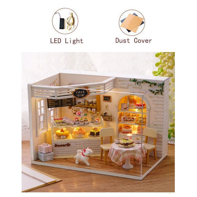 År jul dukkehus gør det selv miniature dukkehus legetøj møbler casadolls huse legetøj til børn fødselsdagsgaverz 007: H014 med låg