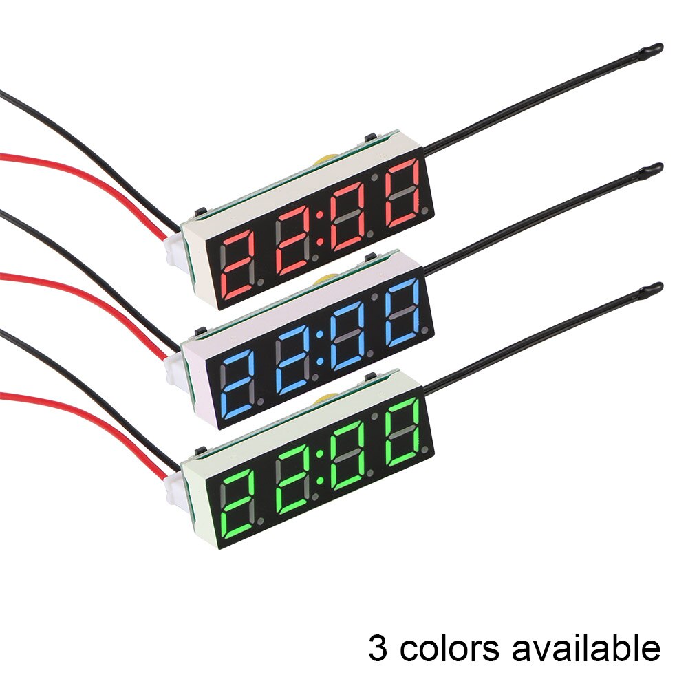 Auto elektrische klok digitale timer led temperatuur auto vervangende onderdelen thermometer voltmeter led display groen blauw rood licht