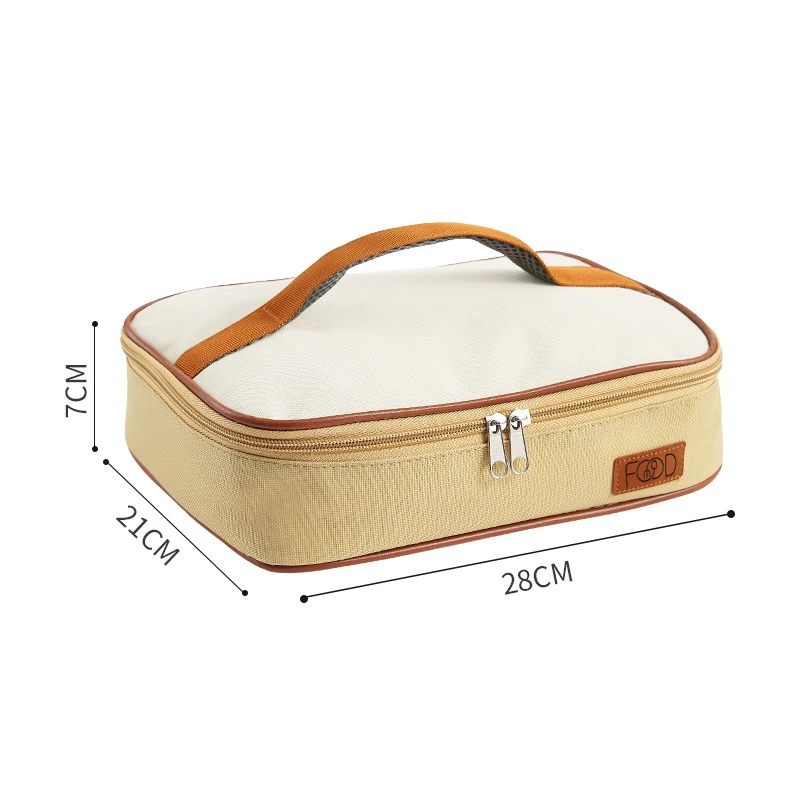 Round Thermal Lunch Box Bag Waterproof Insulated Food Tote Kids Keep Fresh Cooler Shoulder Bags Portable Bento Storage Pouch: Khaki