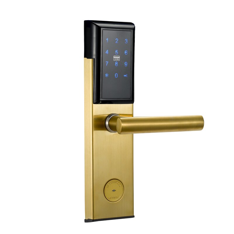 Digitale Elektronische Smart Lock Thuis Intelligente Toetsenbord Wachtwoord Deurslot Op Houten Deur: Golden