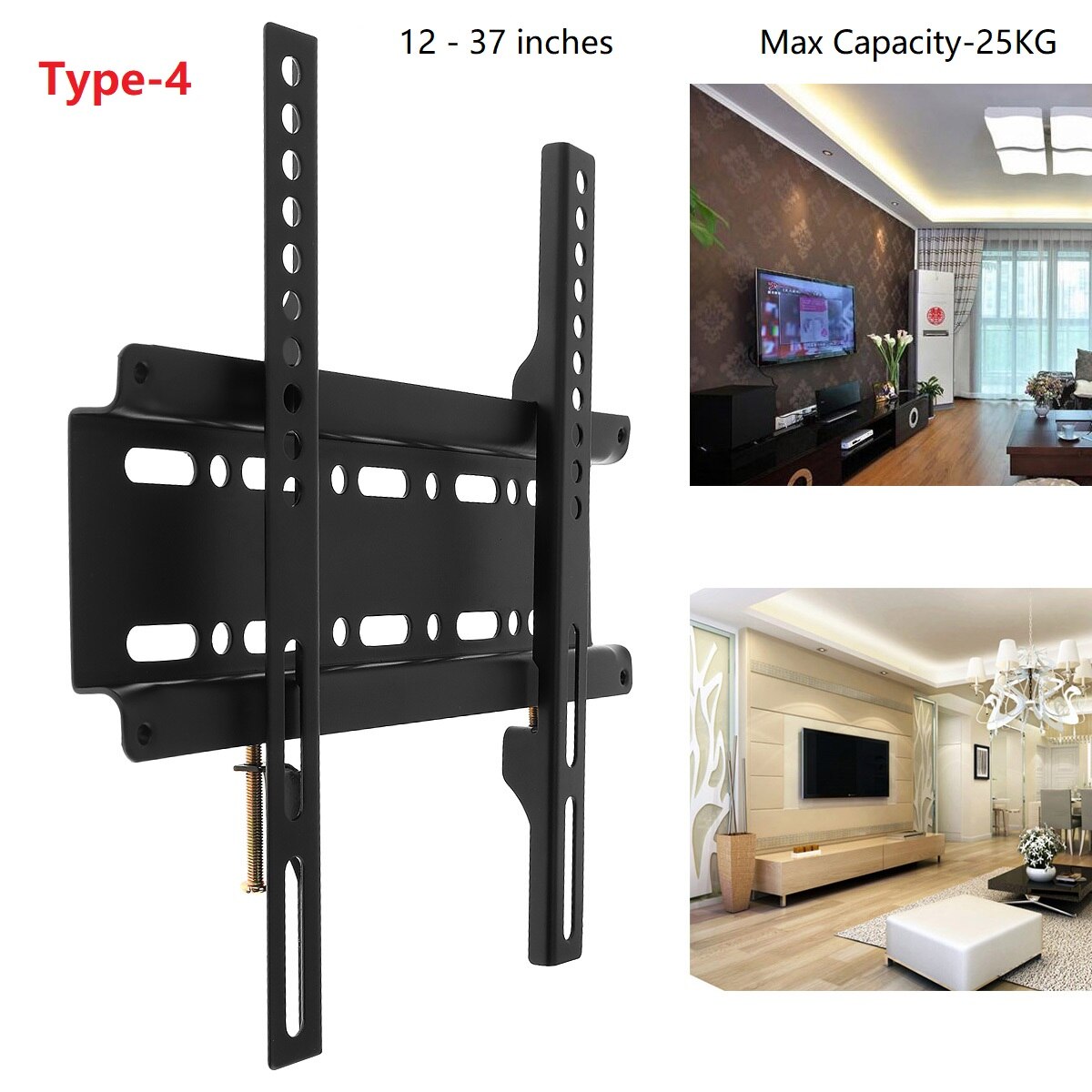 Universal 25KG/35KG/50KG TV Wall Mount Bracket Fixed Flat Panel TV Frame for 12 - 37 / 26 - 60 Inch LCD LED Monitor Flat Panel: Type-4
