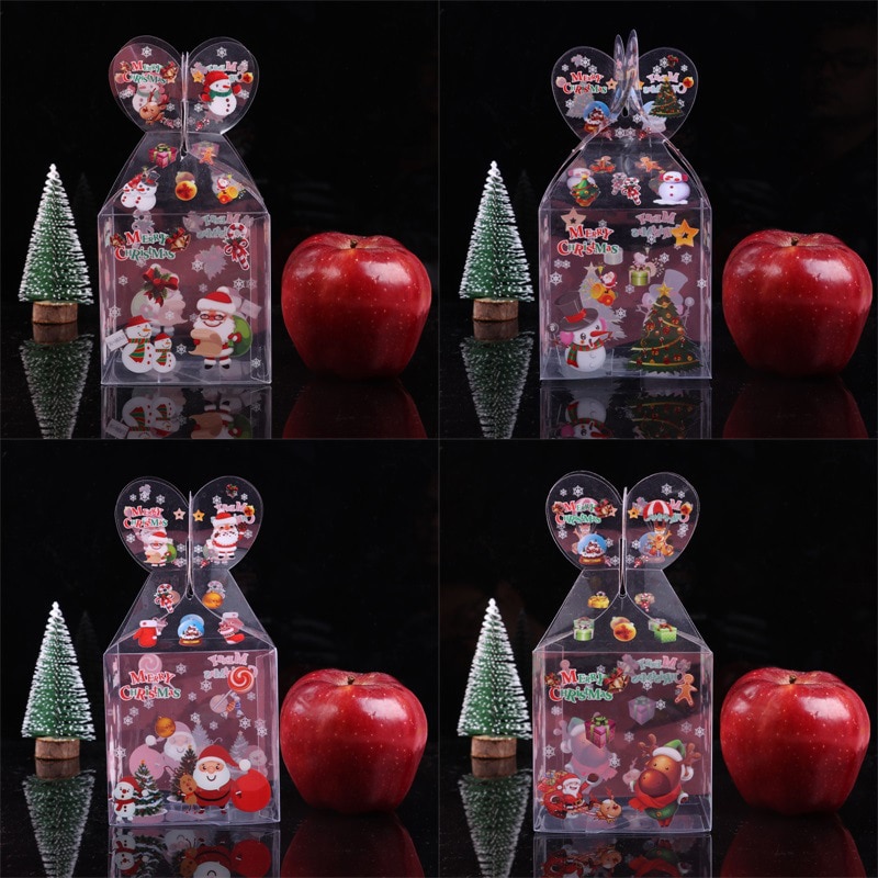 20 stk pvc gennemsigtig slikæske juledekorationsæske og emballage julemanden snemand elg rensdyr æbleæsker