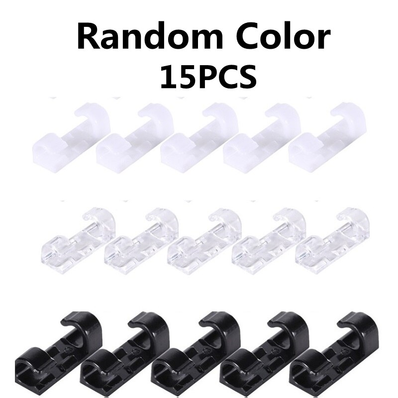 15PCS/lot Cable Organizer Clips USB Charging Cable Winder Desktop Tidy for Mouse Headphone Wire Manager Organizer Protector: Random Color