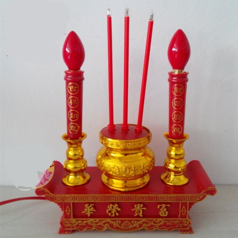 Buddhistisk elektrisk stearinlys avalokitesvara buddha lampe kinesisk jubilant år bryllup stearinlys lampe tempel dekoration