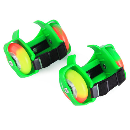 Zapatillas de Patinaje con luces LED intermitentes para niños, deportivas con ruedas de 2/4, polea pequeña de luz intermitente LED de colores para chico con tacón IA81: 2 wheel green