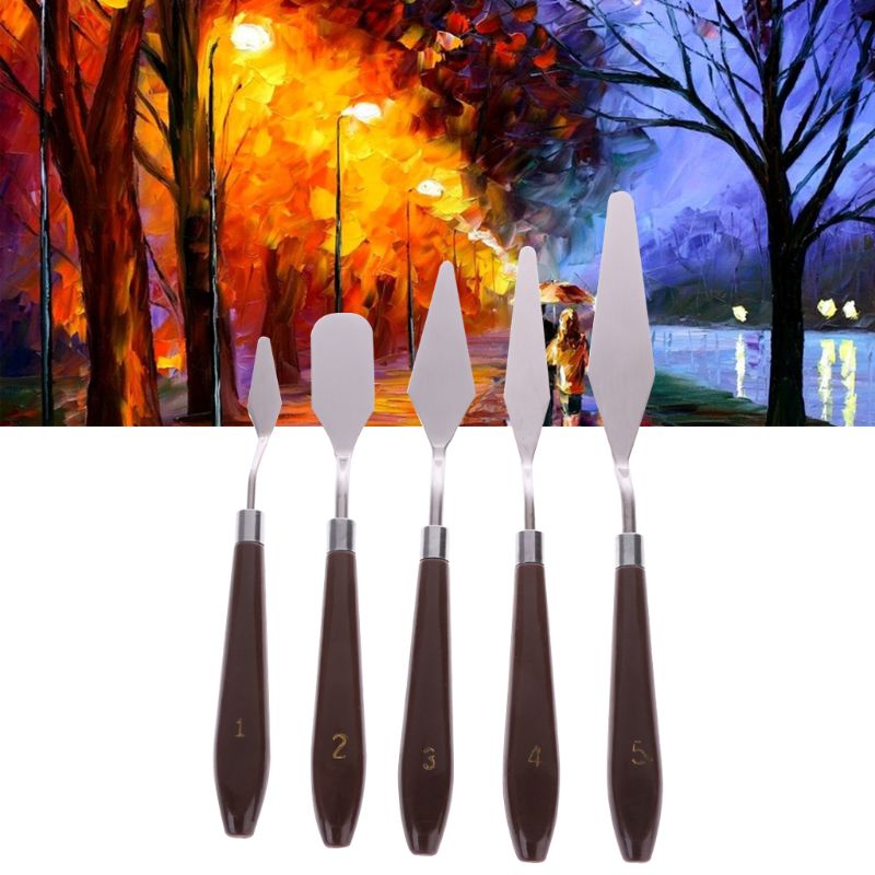 5Stck Professionelle Stahl Künstler Ölgemälde Kunst Malen Palette Spachtel