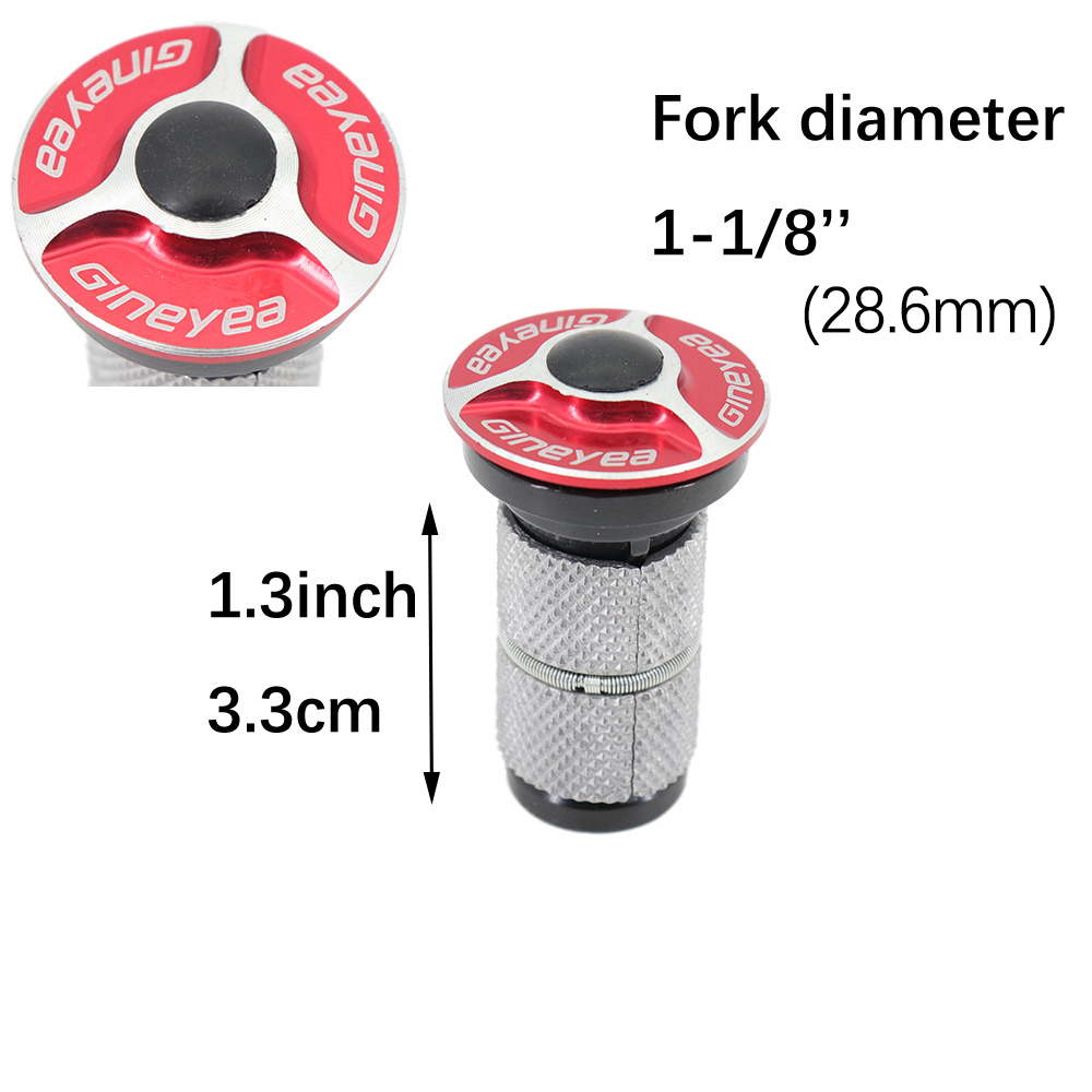 Neco Bike Headset Stem Top Cap Compression plug Nut Compressor Expansion Fork Steerer Carbon Fiber Cover Long Large Size: Gineyea Alu red