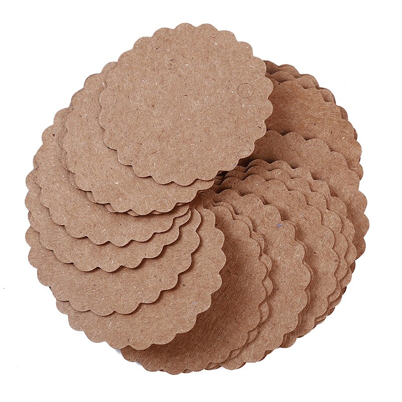 Etiquetas de papel Kraft para manualidades, etiquetas de hechas a mano, dijes de joyería, de boda redondos/etiquetas decorativas para galletas, 50 Uds.