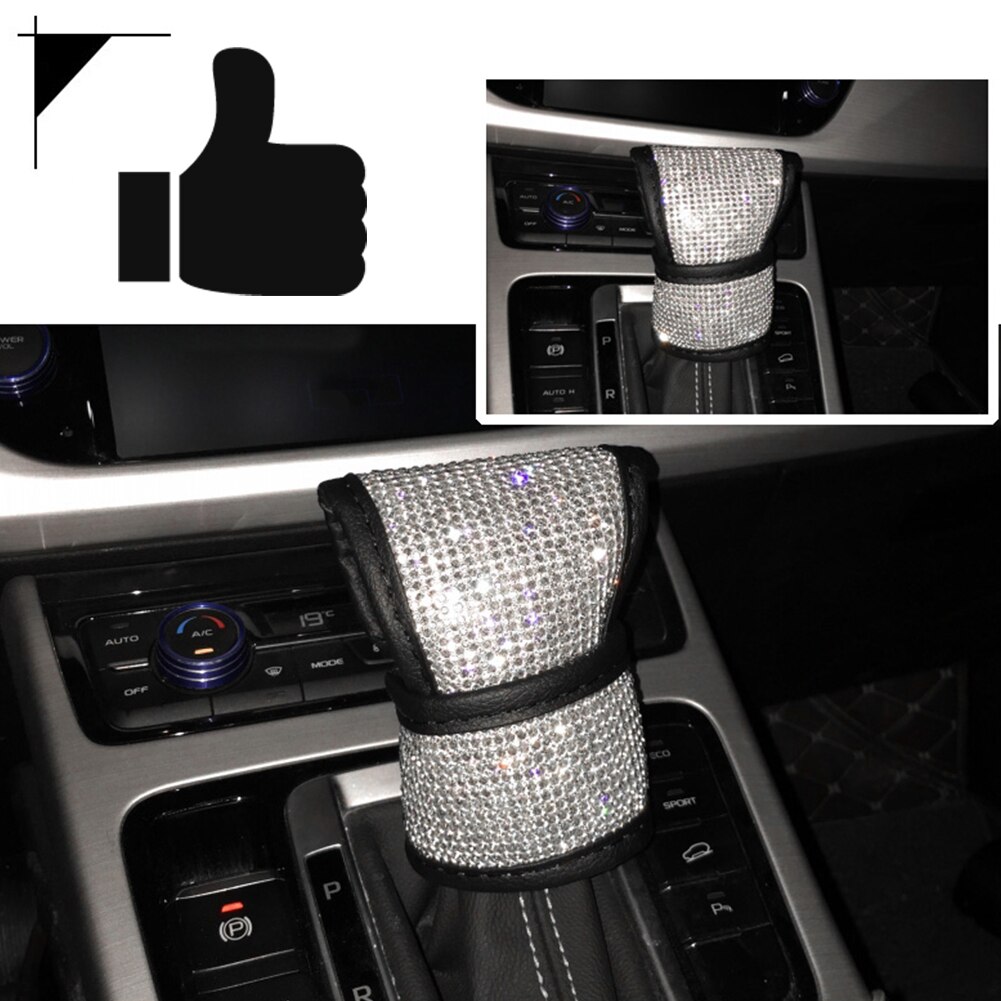 Auto Shift Gear Cover Handrem Cover Shoulderpad Glans Kristal Auto Knop Versnellingspook Beschermer Strass Auto Decor Accessoires