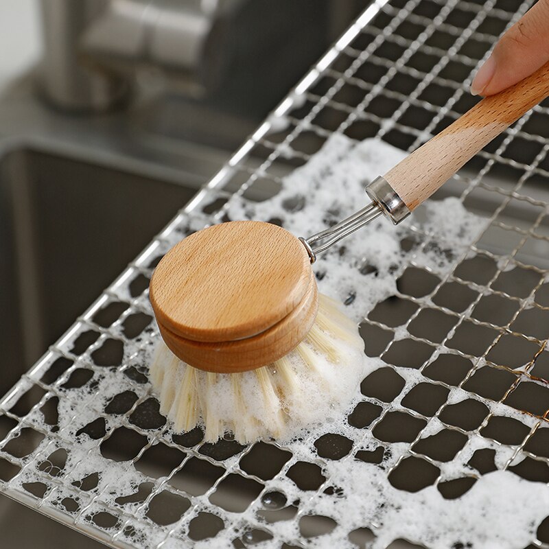 1PCS Kitchen Cleaning Brush Plant Based Made By Bamboo、Sisal、Ebow Coir For Kitchen、Bottle、Dish Cleaning Tools