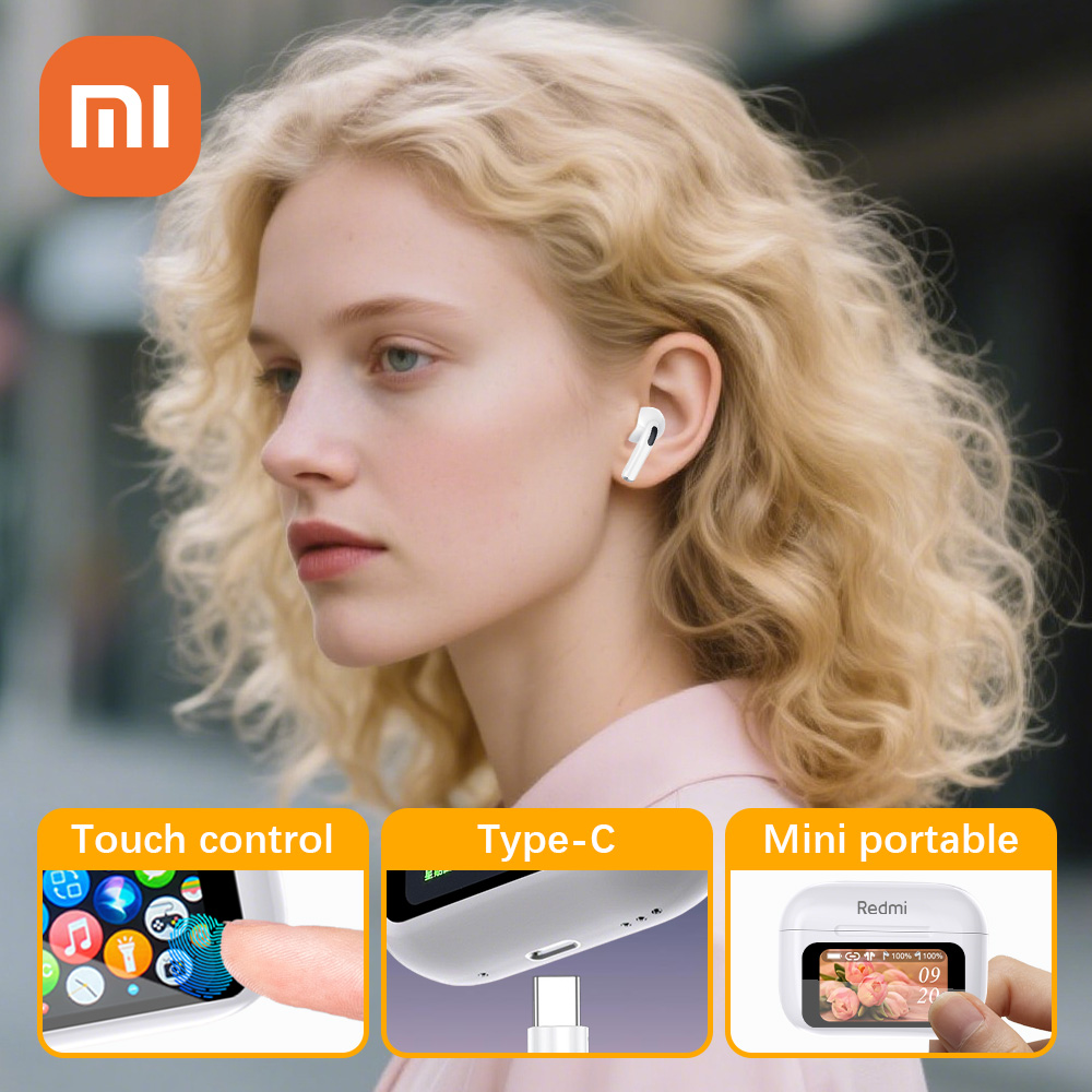 XIAOMI Redmi Bluetooth Earphones Touch Screen TWS Wireless Headphones Wireless 5.3 Headset ANC Noise Reduction Earbuds HD Mic