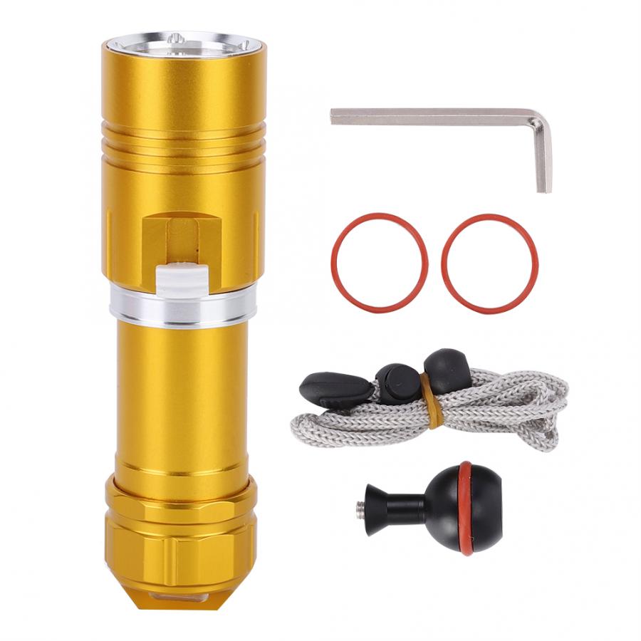 Superljus 10000 lm dykficklampa  l2 led 18650 26650 undervattensljus scuba fackla lampa vattentätt bärbart campingljus: Guld-