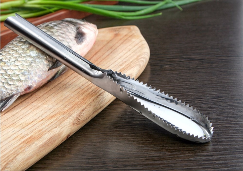 Détartreur de brosse, Gadget de cuisine, dissolvant la peau de poisson en acier inoxydable, détartrant les écailles de poisson, fruits de mer