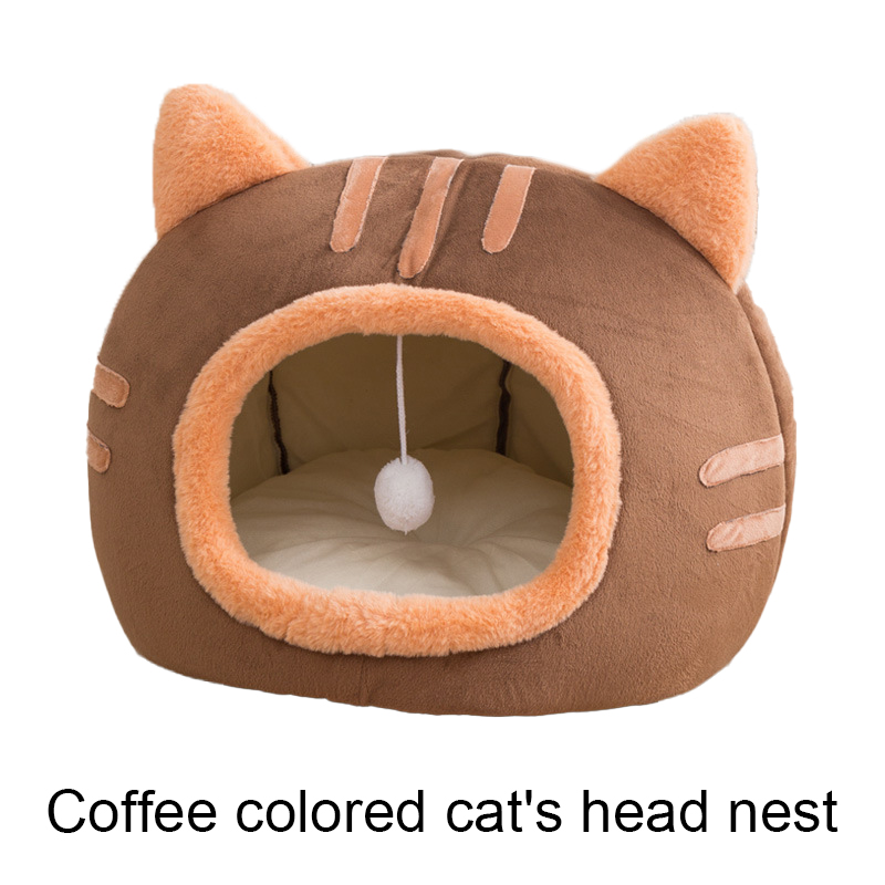 Lit Super pour chat, maison chaude pour animaux de compagnie, grotte pour chaton, coussin pour chat, panier pour chien, confortable, chaise longue pour chaton, maison pour chat: S / Chocolate