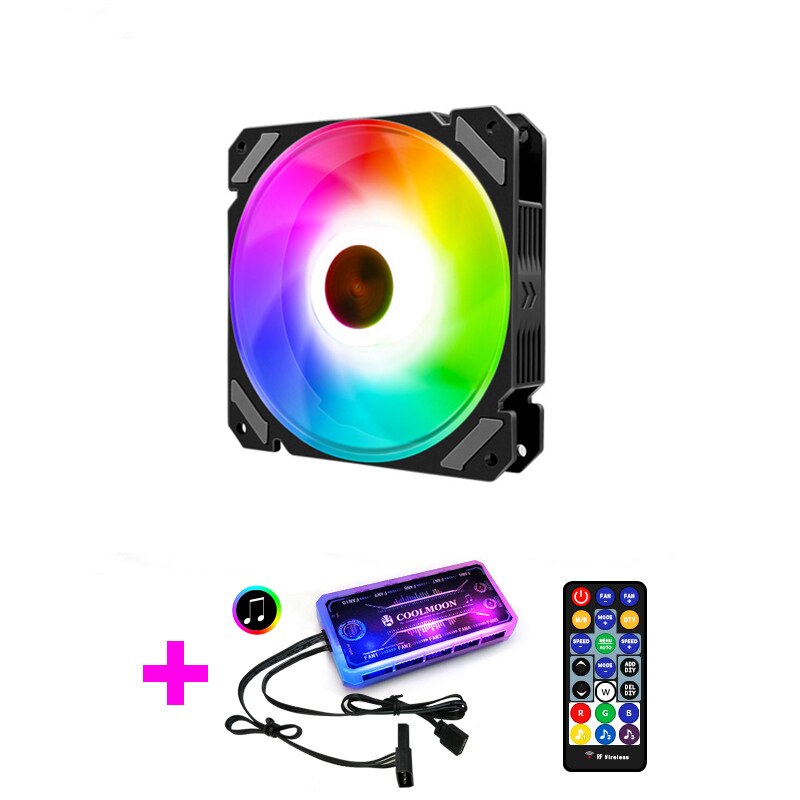 5V Rgb Fan 12Cm Voor Computer Case/Normale Of Music Control Ondersteuning Mobo 5V Aura Sync licht Ritme Stijl: 1 Fans Kit(Music)