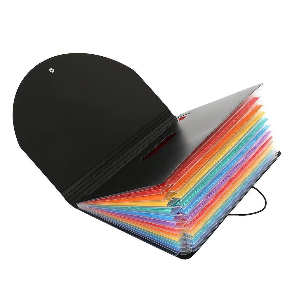 13 Pockets Expanding Files Folder A4 Expandable Portable File organizerMulticolour Stand Plastic Business File Organizer Box
