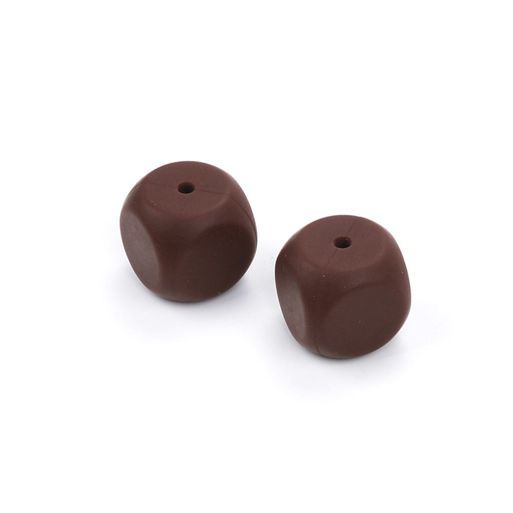 LOFCA-Cuentas sueltas de silicona para dentición de bebé, mordedor de silicón, joyería para masticar, collar sin BPA, 10 Uds.: chocolate